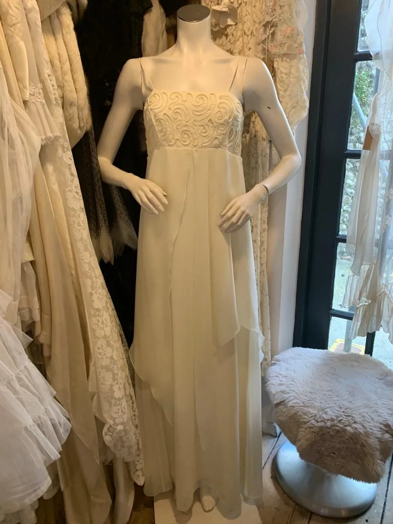 1970s Peterson Maid Chiffon Wedding Dress with Matching Cape