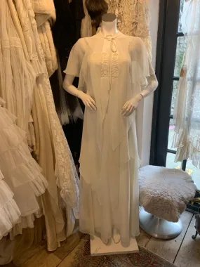 1970s Peterson Maid Chiffon Wedding Dress with Matching Cape