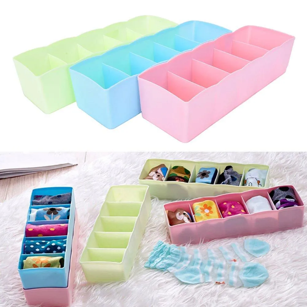 236 5-Compartments Socks / Handkerchief / Underwear Storage Box Socks Drawer Closet Organizer Storage Boxes (pack of 4)