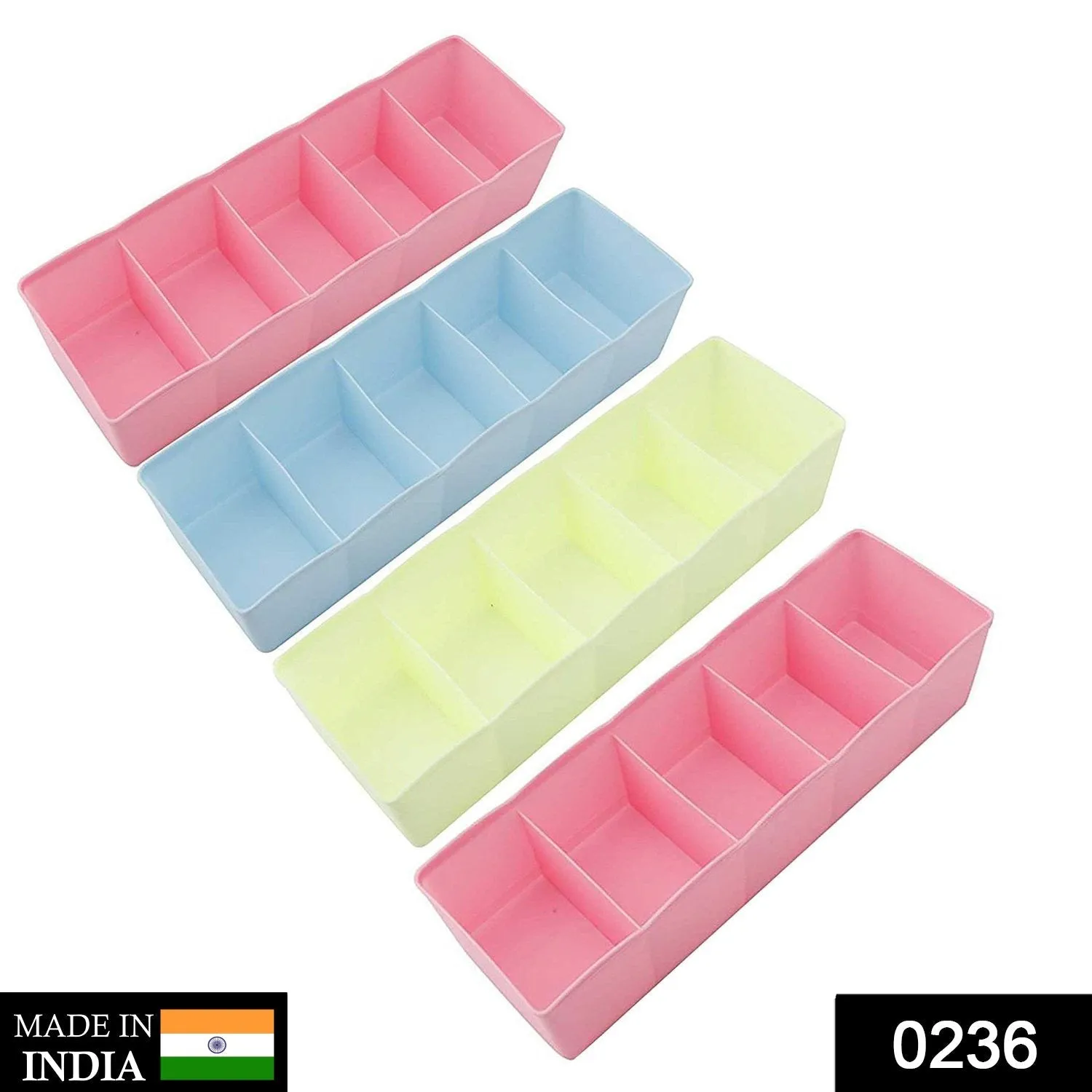 236 5-Compartments Socks / Handkerchief / Underwear Storage Box Socks Drawer Closet Organizer Storage Boxes (pack of 4)