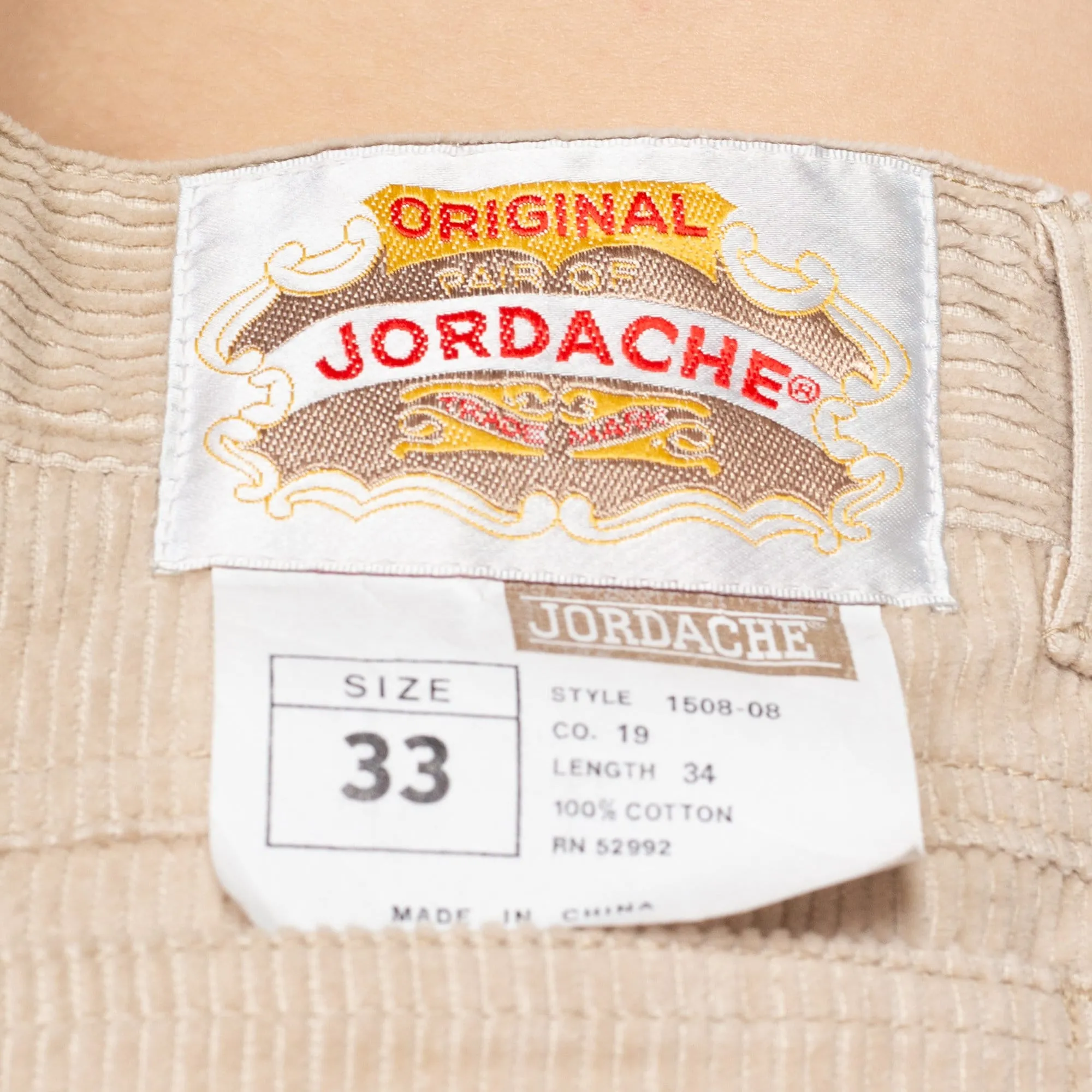 33" Waist 90s Jordache Tan Corduroy Pants Unisex