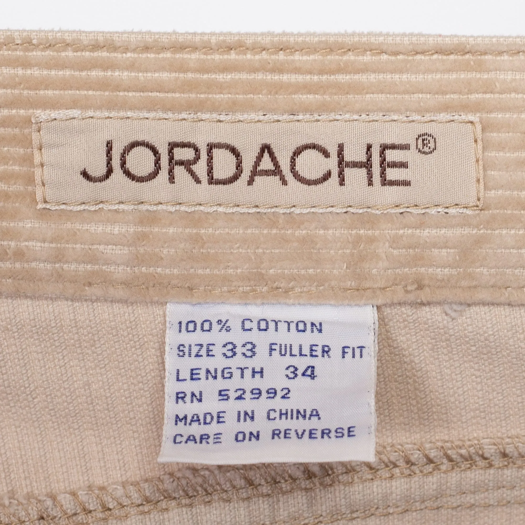 33" Waist 90s Jordache Tan Corduroy Pants Unisex