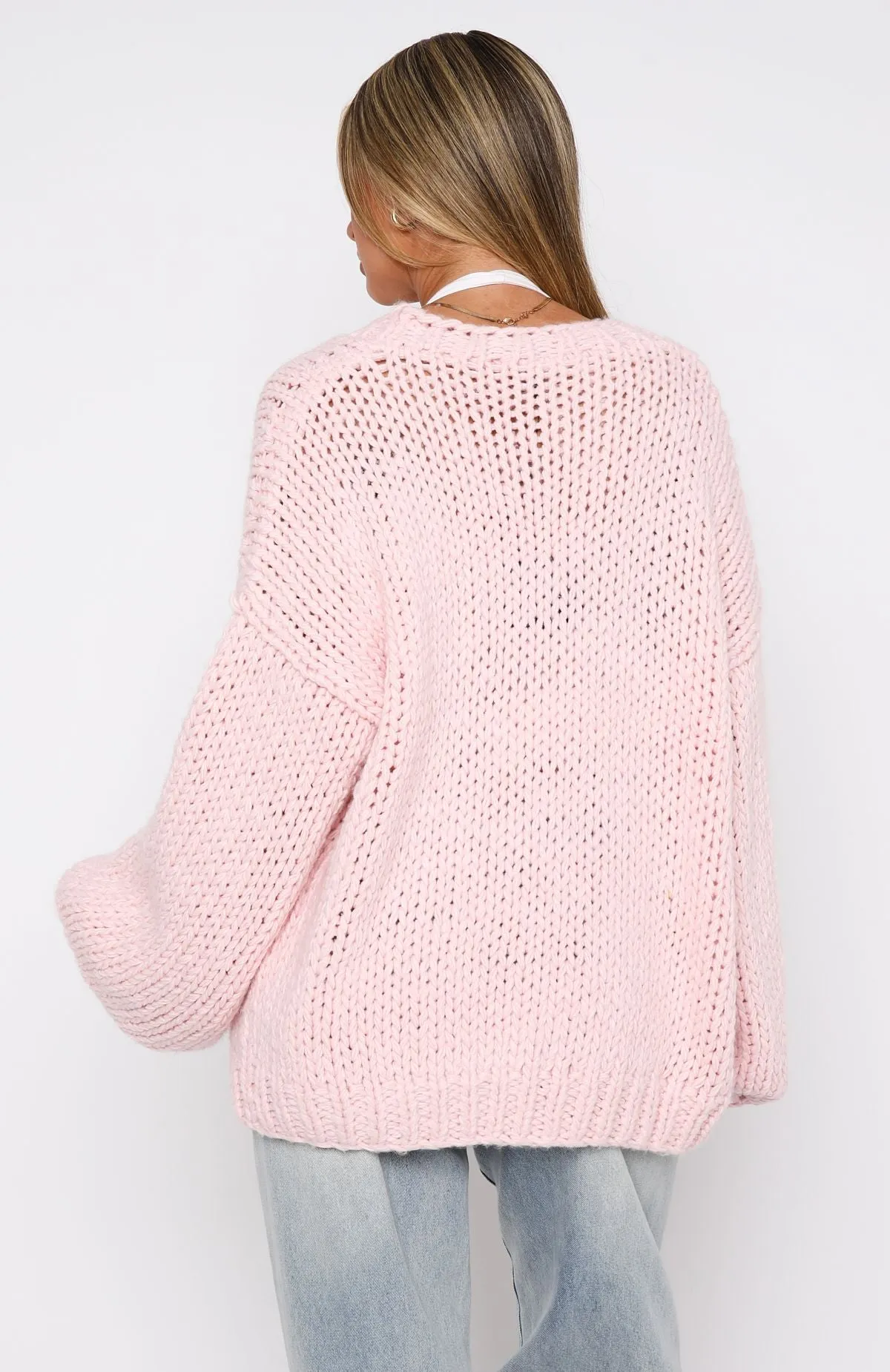 A Little Too Much Knit Cardigan Baby Pink