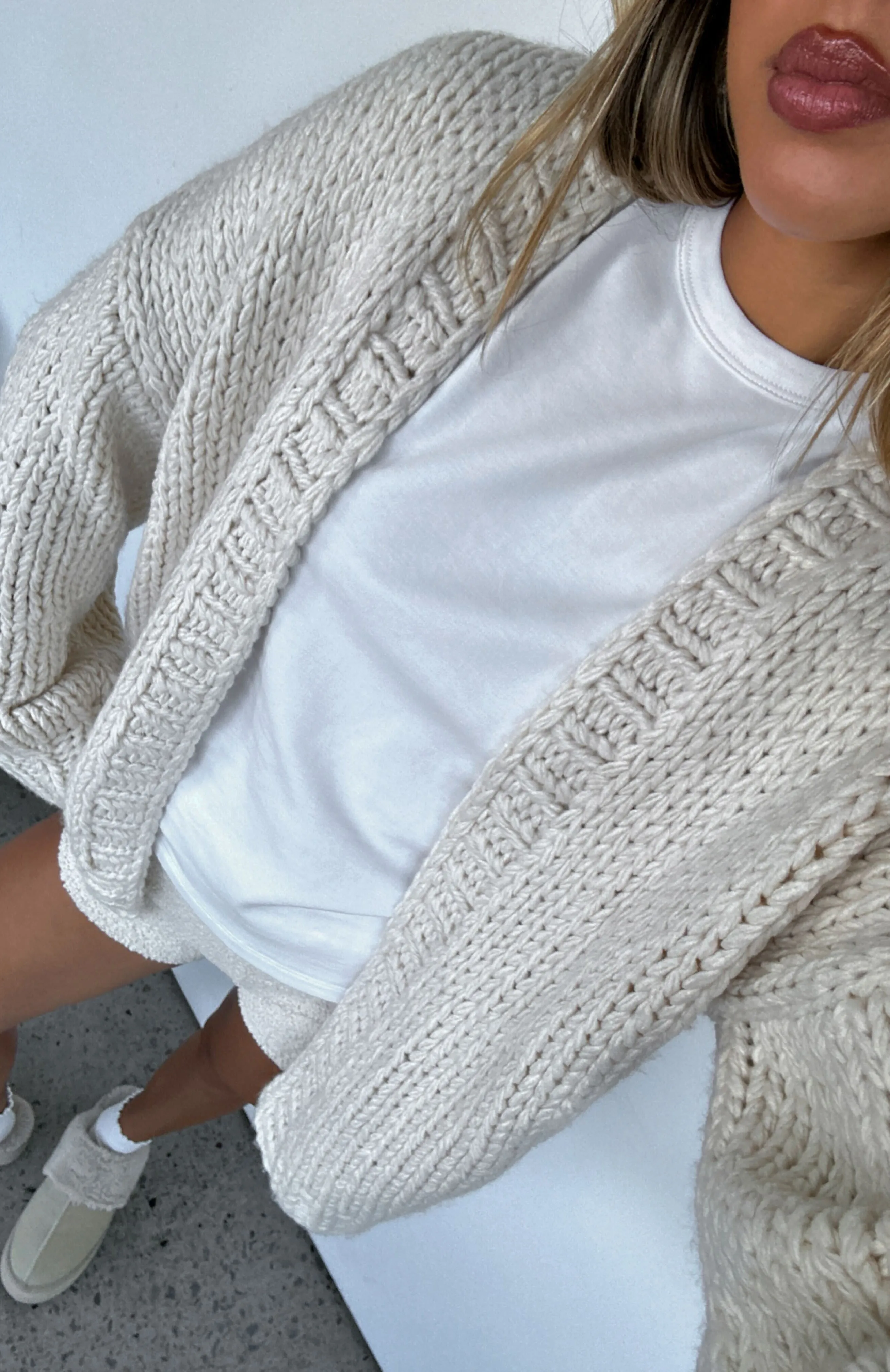 A Little Too Much Knit Cardigan Cream