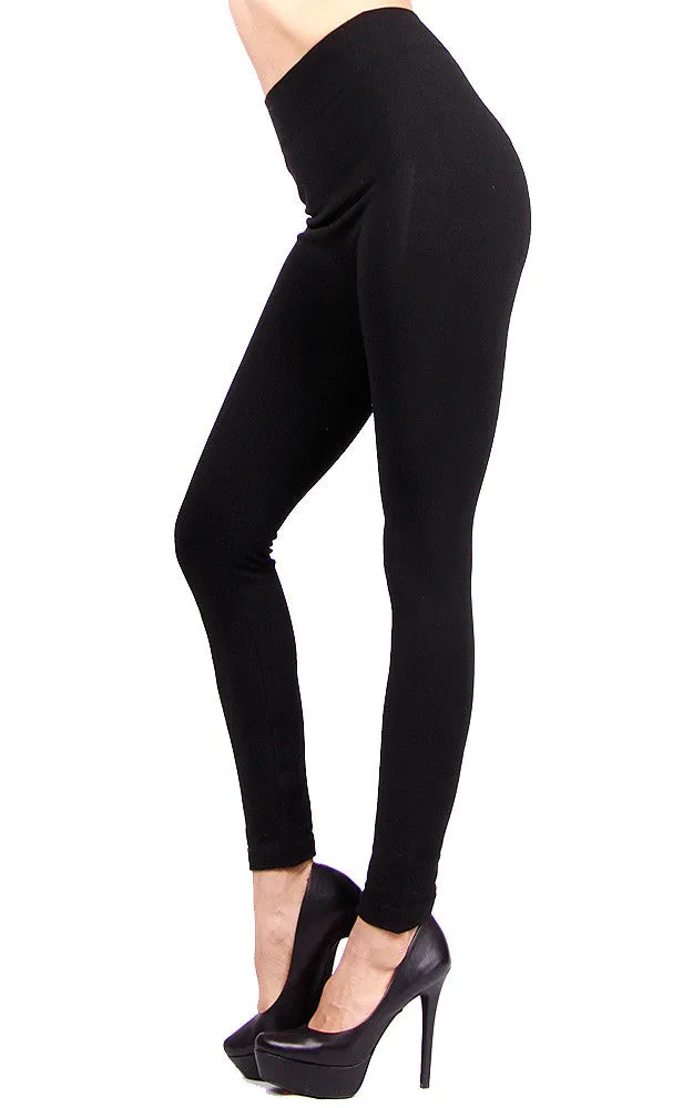 AL15096 Black French Terry Fleece Leggings