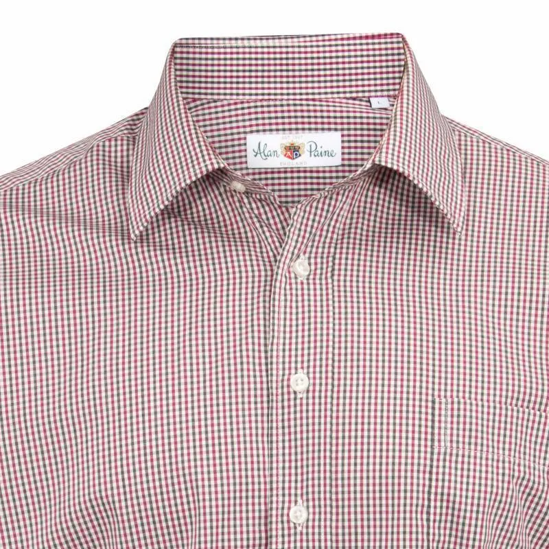 Alan Paine Dunsdale Mens Cotton Shirt - Mulberry Check