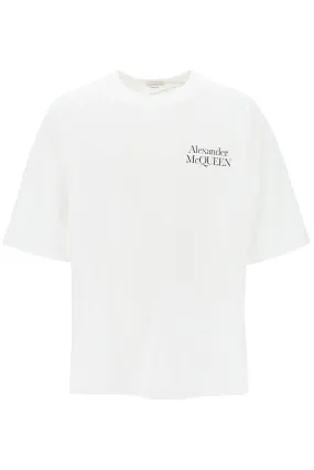 Alexander mcqueen maxi logo print oversized t-shirt