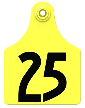 Allflex Pre-Numbered Maxi tags in bags of 25- Yellow