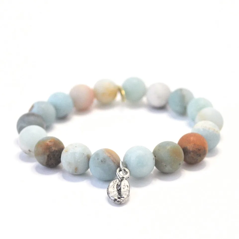 Amazonite Crystal Bracelet | Matte   Coffee Bean