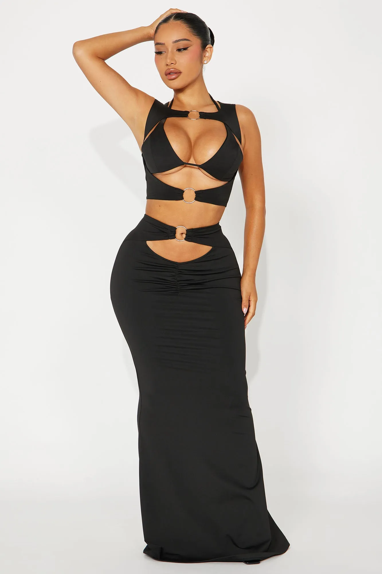 Ameena Maxi Skirt Set - Black