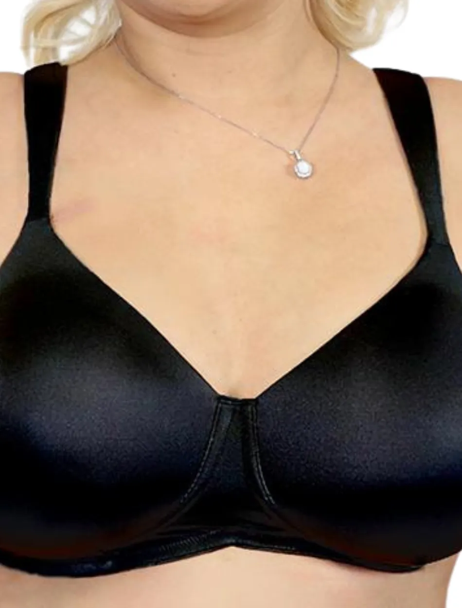 American Breast Care 516 Silhouette T-Shirt Bra Black | Black Mastectomy T-Shirt Bra | Pocketed T-Shirt Bras