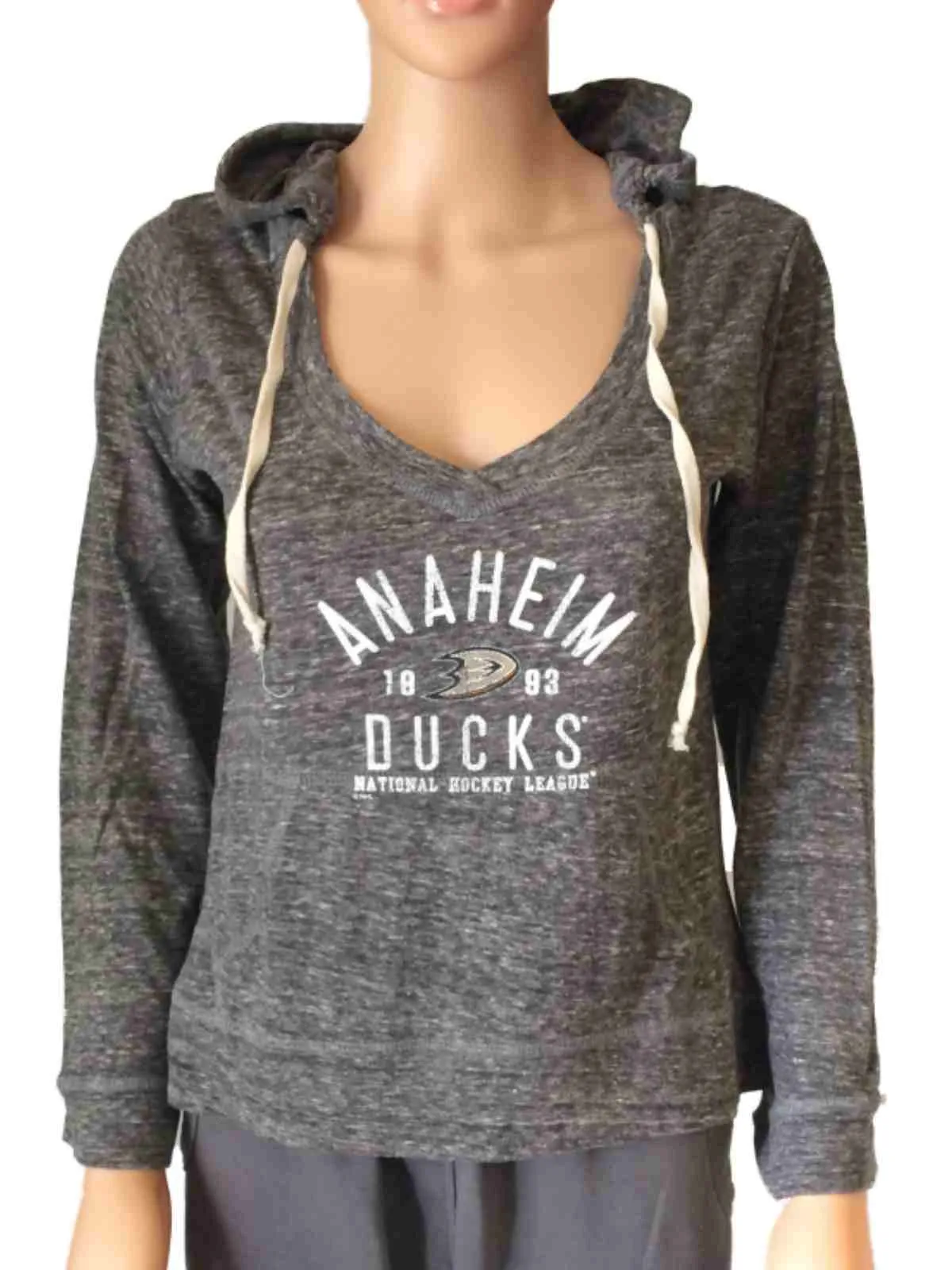 Anaheim Ducks SAAG Women Gray Lightweight Pullover Hoodie Sweatshirt