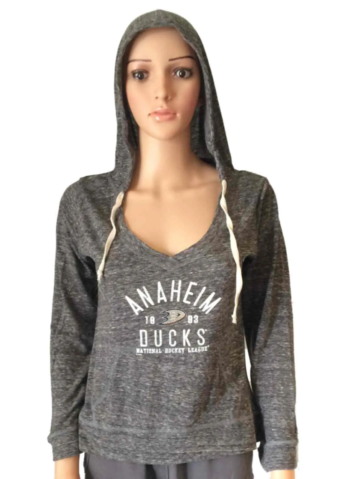 Anaheim Ducks SAAG Women Gray Lightweight Pullover Hoodie Sweatshirt