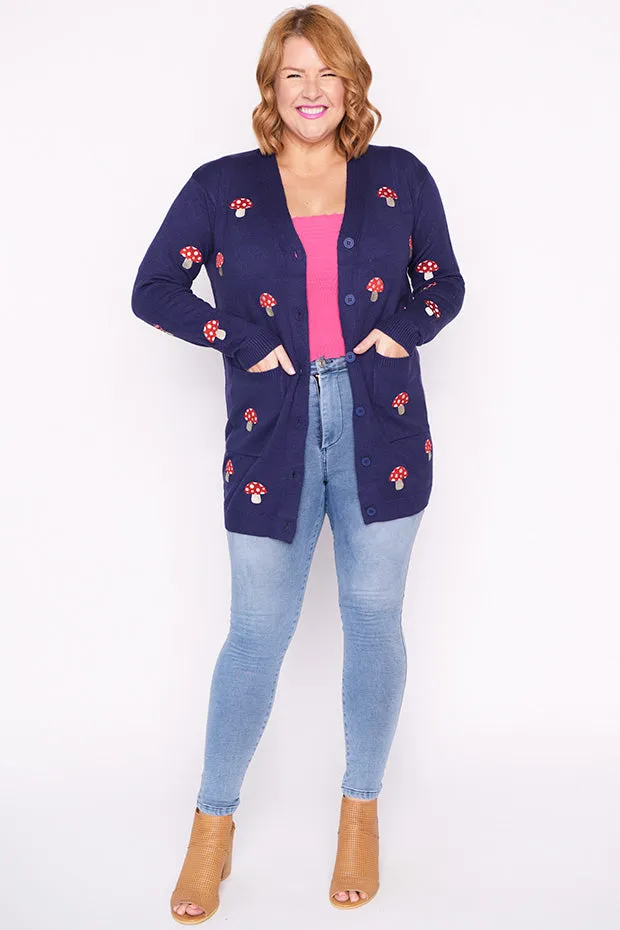 Angela Navy Mushroom Cardi