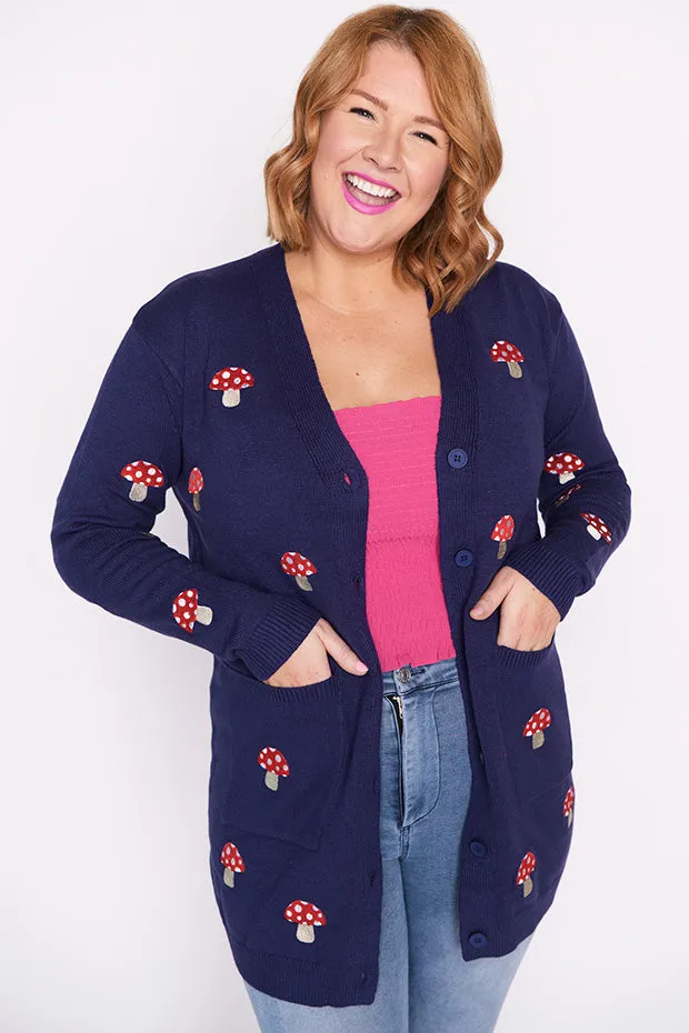 Angela Navy Mushroom Cardi