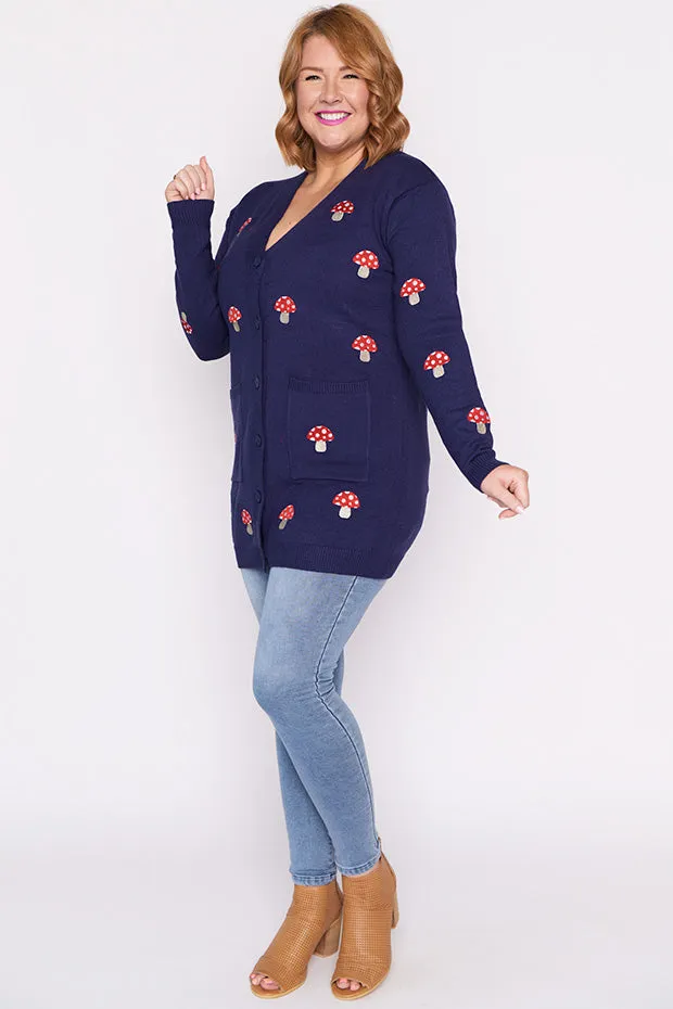 Angela Navy Mushroom Cardi