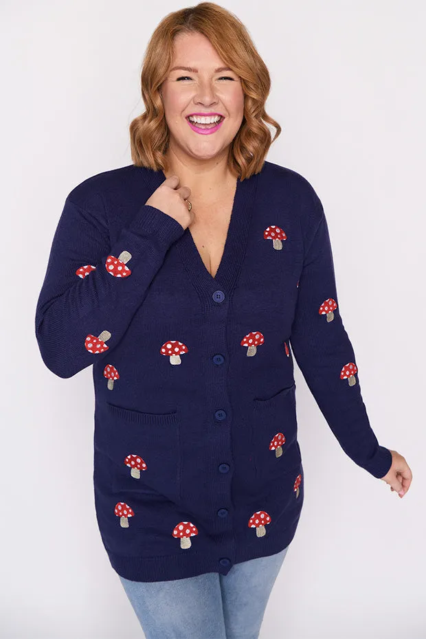 Angela Navy Mushroom Cardi