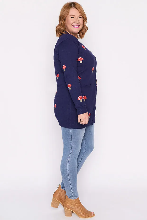 Angela Navy Mushroom Cardi