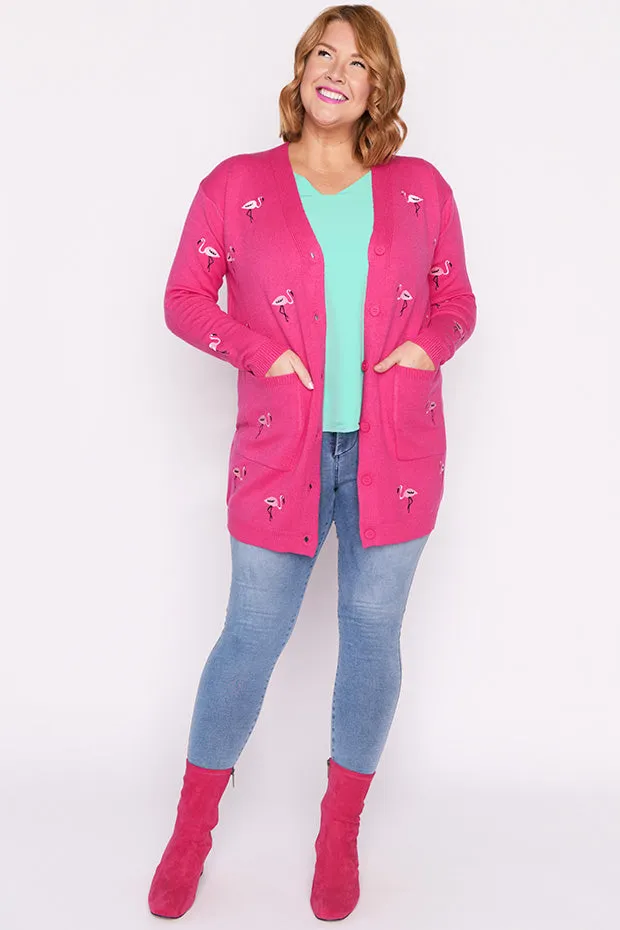 Angela Pink Flamingo Cardi