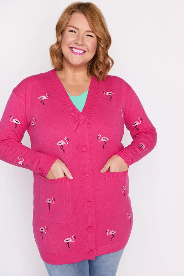 Angela Pink Flamingo Cardi