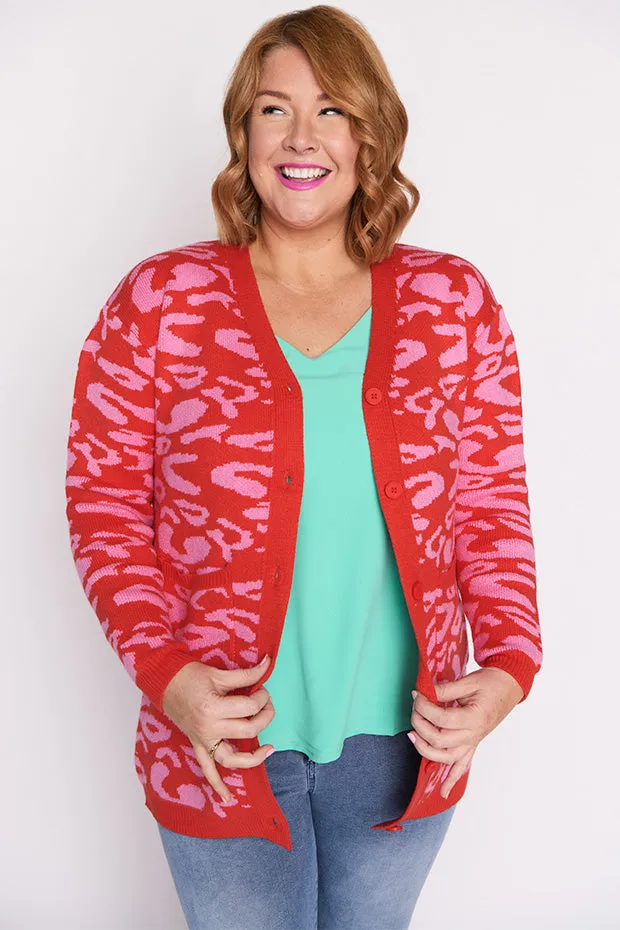 Angeline Pink Animal Cardigan