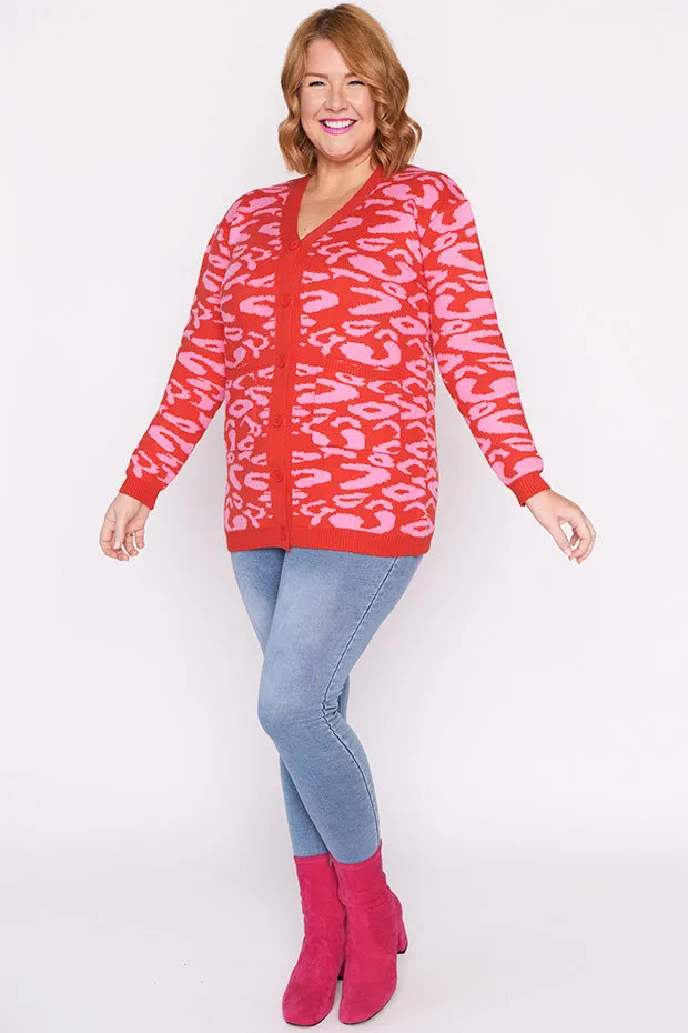 Angeline Pink Animal Cardigan