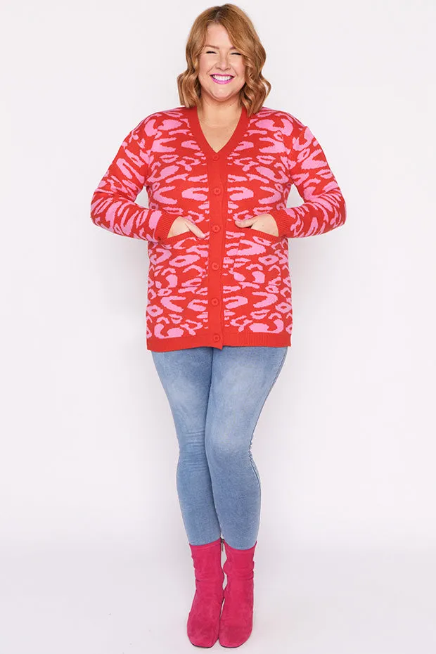 Angeline Pink Animal Cardigan