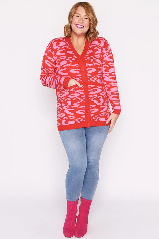 Angeline Pink Animal Cardigan