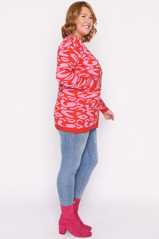 Angeline Pink Animal Cardigan