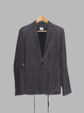 Ann Demeulemeester dark grey lightweight denim one button blazer - size 36