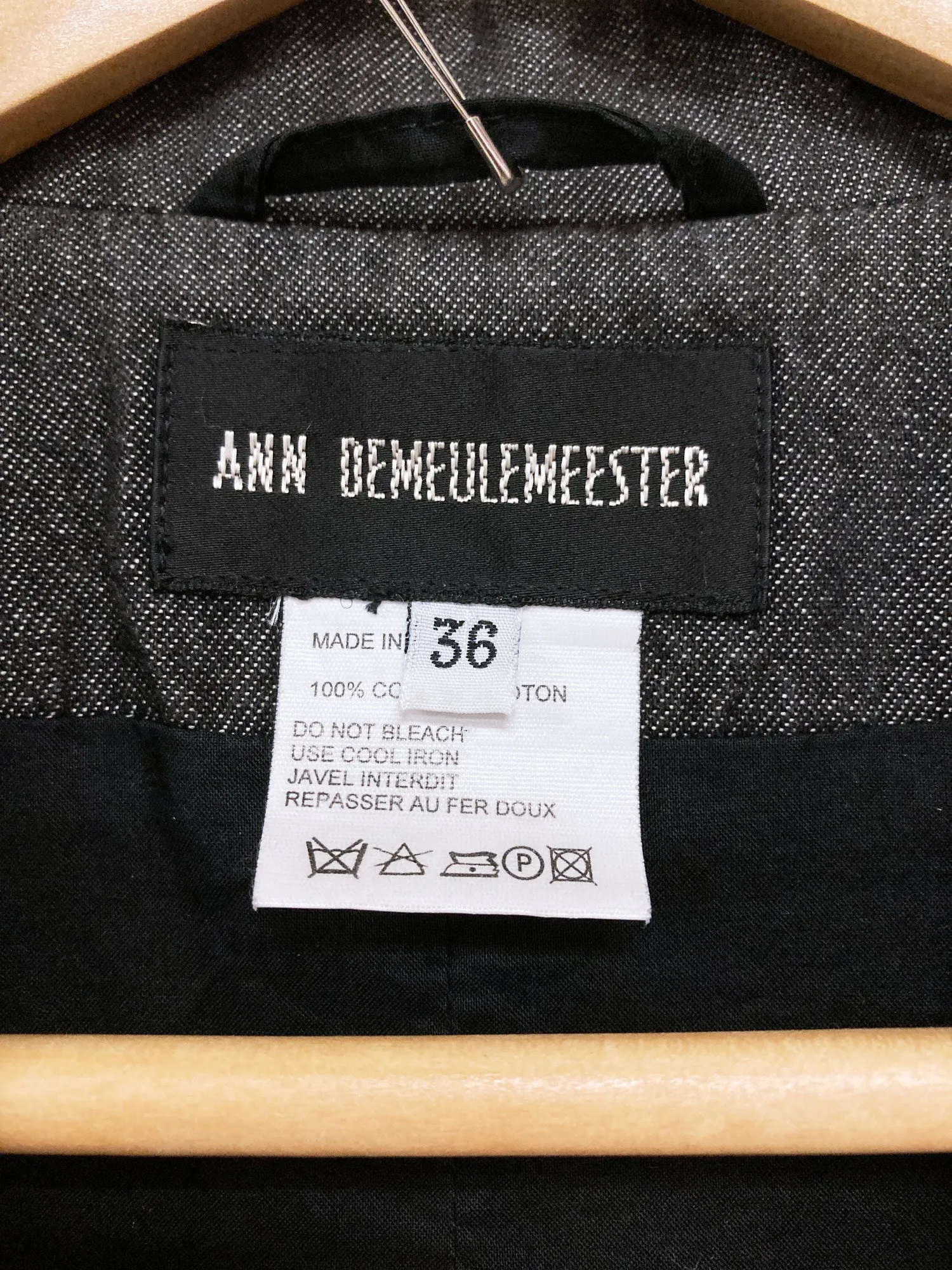 Ann Demeulemeester dark grey lightweight denim one button blazer - size 36