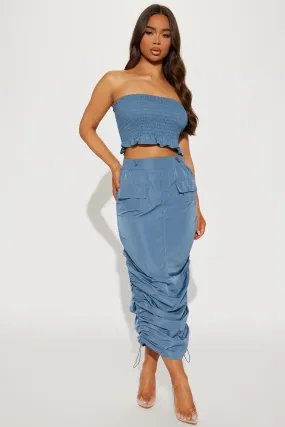 Another Confession Skirt Set - Slate Blue