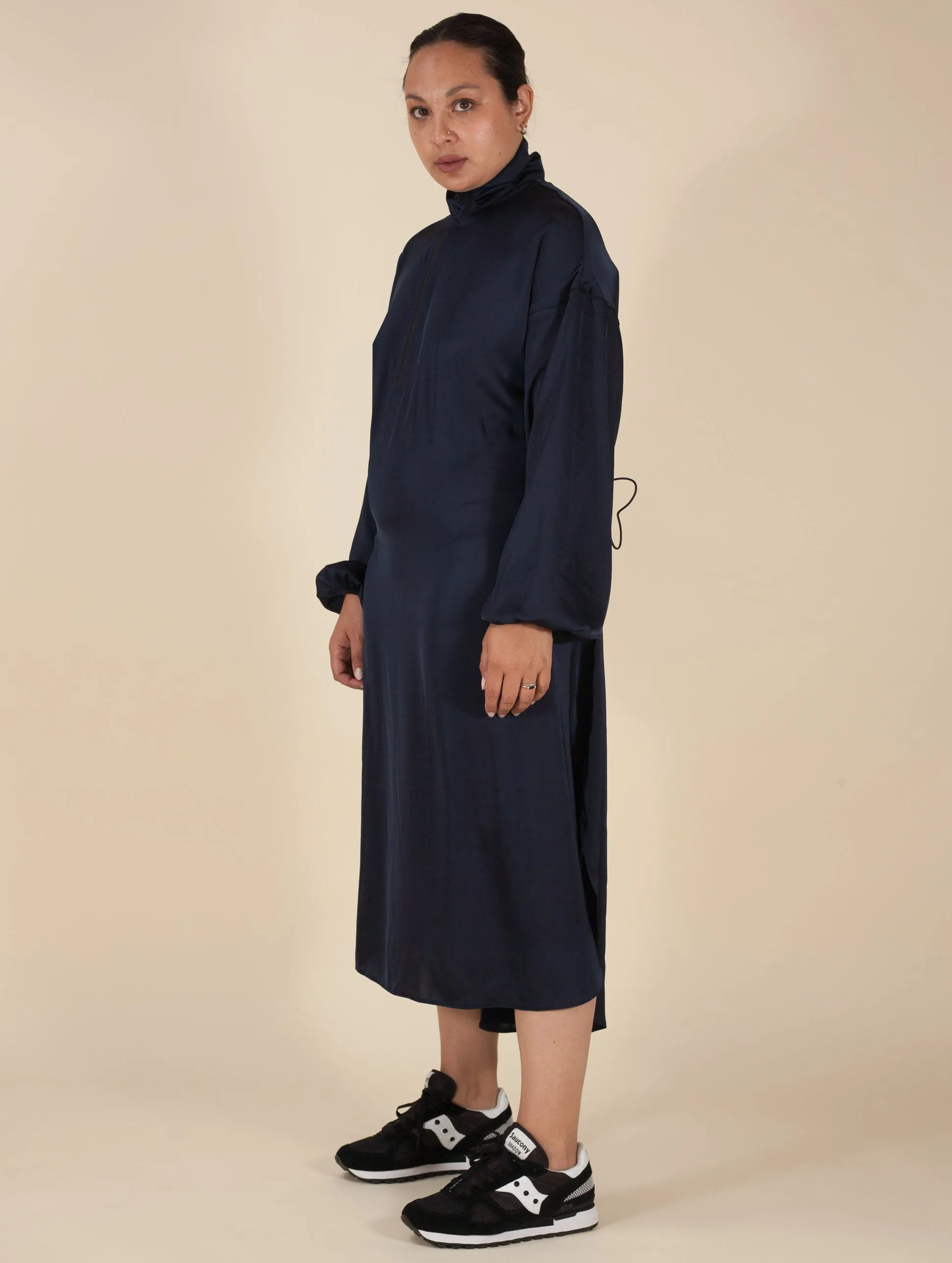 Asia Dress (Navy Satin)