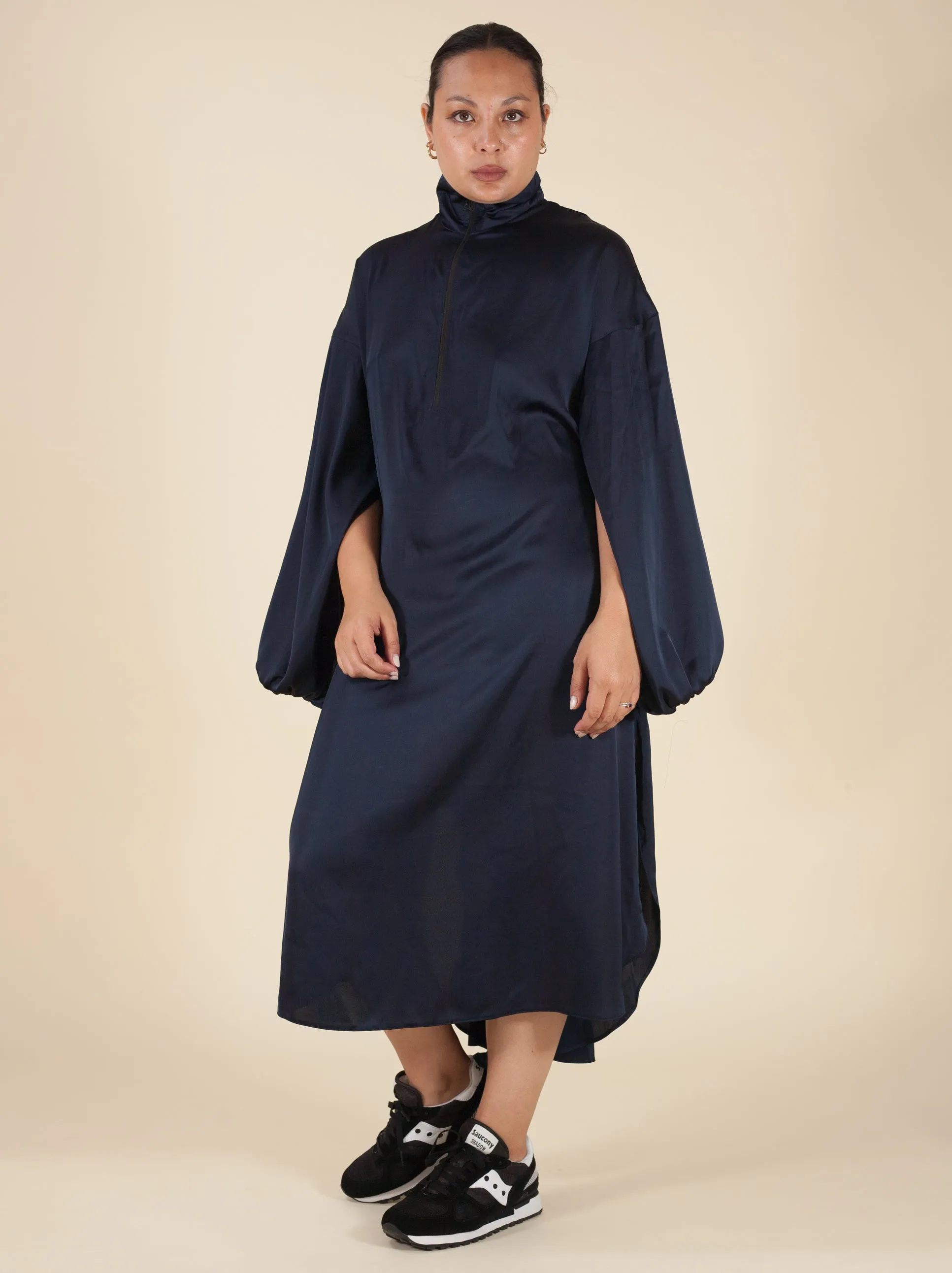 Asia Dress (Navy Satin)