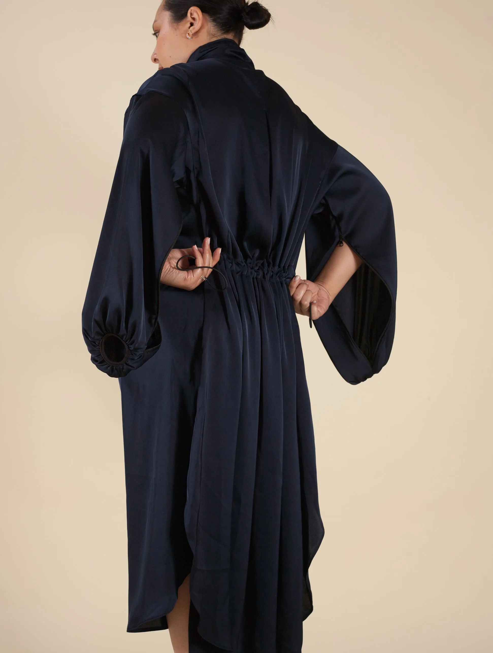 Asia Dress (Navy Satin)