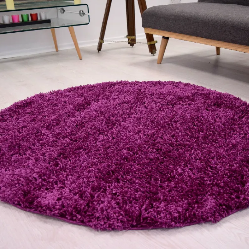 Aubergine Thick Shaggy Rug - California