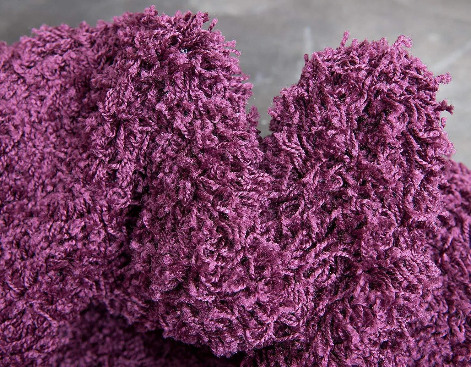 Aubergine Thick Shaggy Rug - California