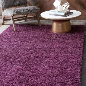 Aubergine Thick Shaggy Rug - California