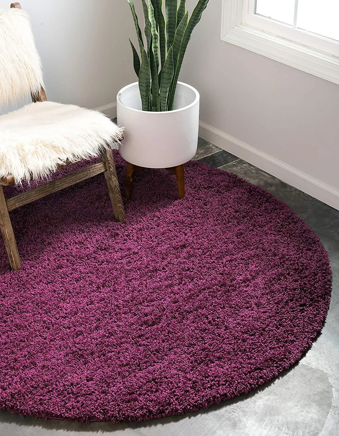 Aubergine Thick Shaggy Rug - California