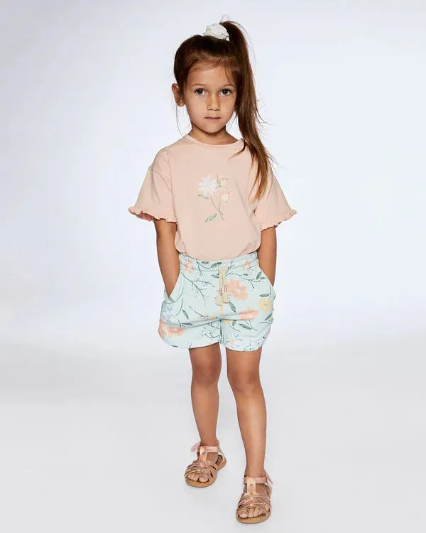 Baby Blue Floral French Terry Short