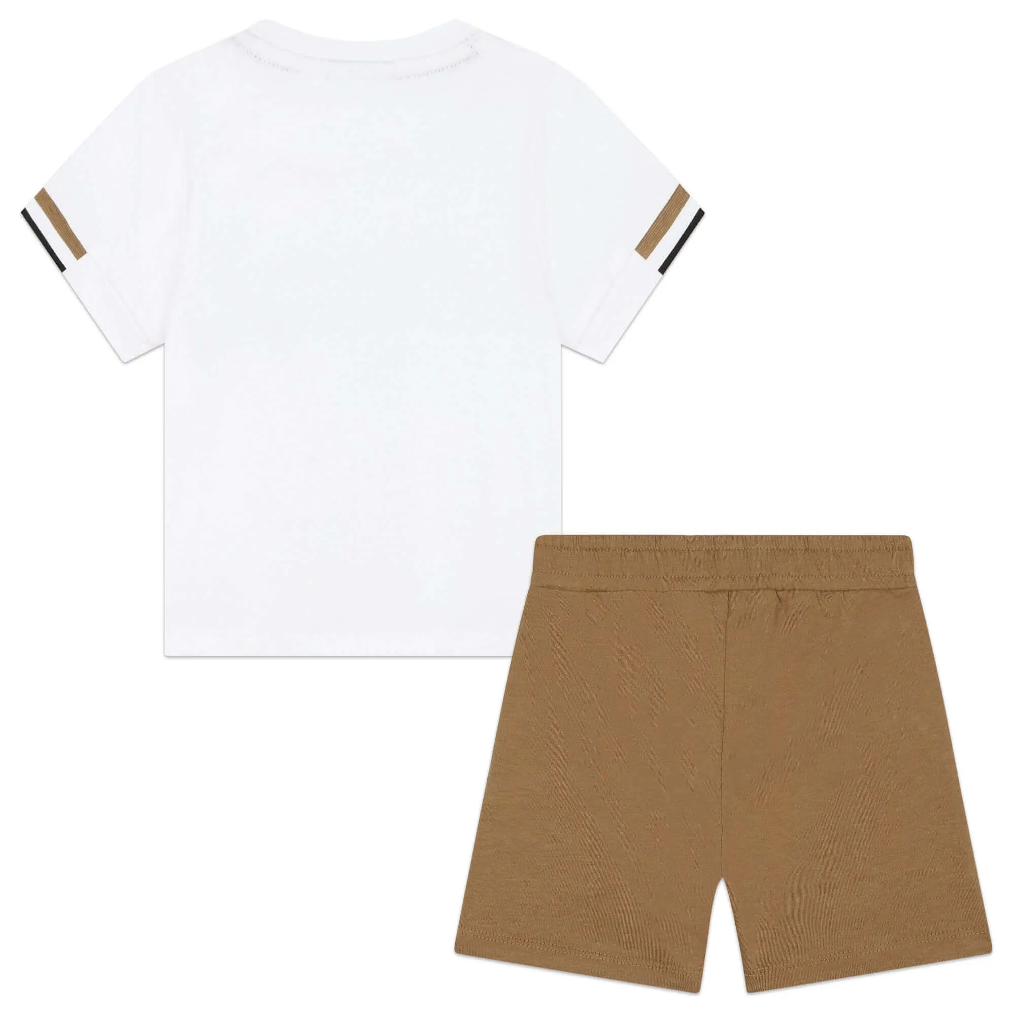 Baby Boys White & Brown Cotton Short Set