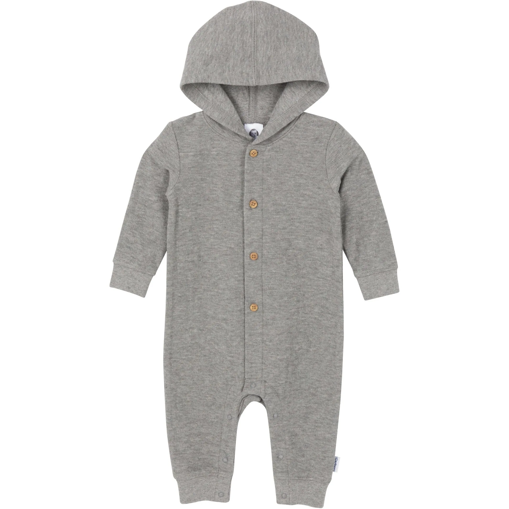 Baby Neutral Grey Heather Hooded Romper