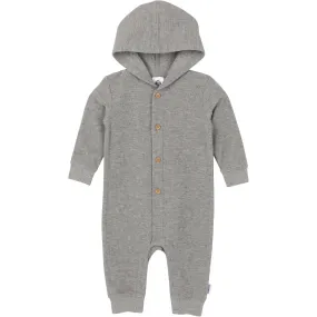 Baby Neutral Grey Heather Hooded Romper