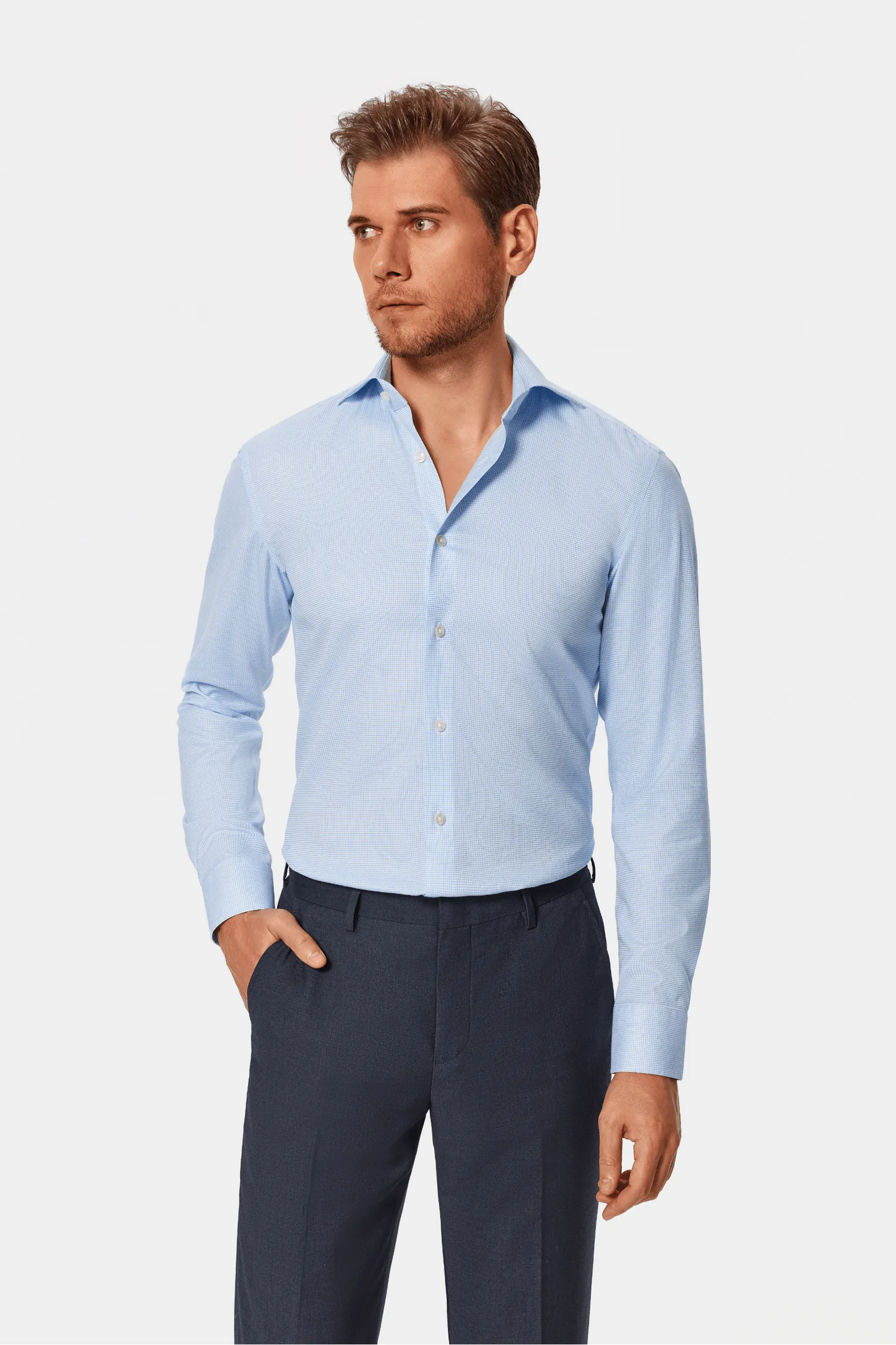 Bateman Blue Weave Lucious Non-Iron Shirt