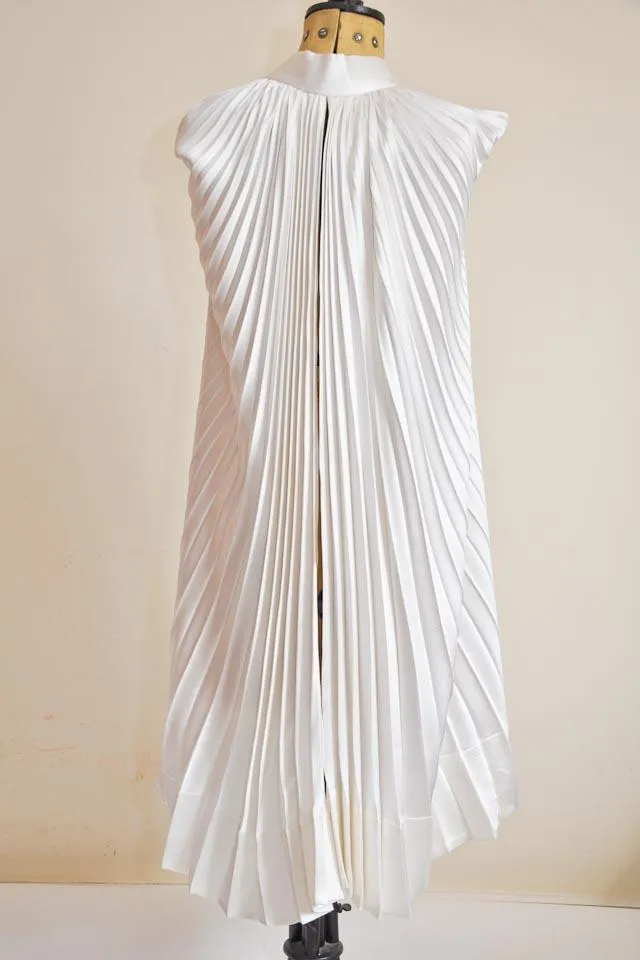 Beautiful Pleated Cream Silk Cape - Made to Order