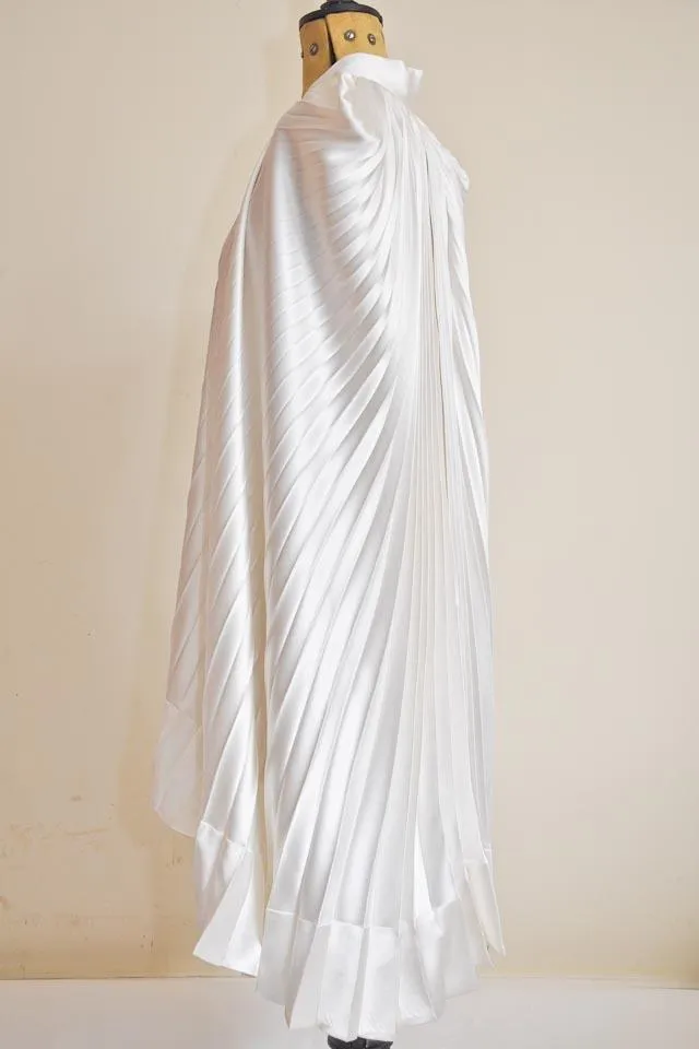 Beautiful Pleated Cream Silk Cape - Made to Order