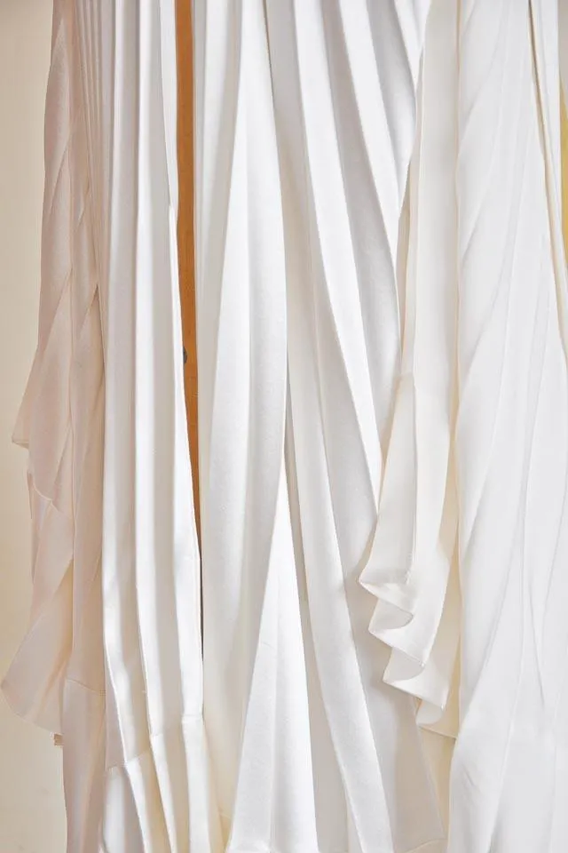 Beautiful Pleated Cream Silk Cape - Made to Order