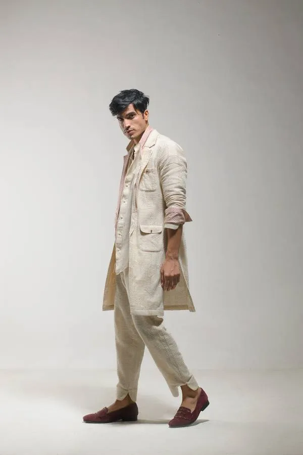 Beige Overcoat Set