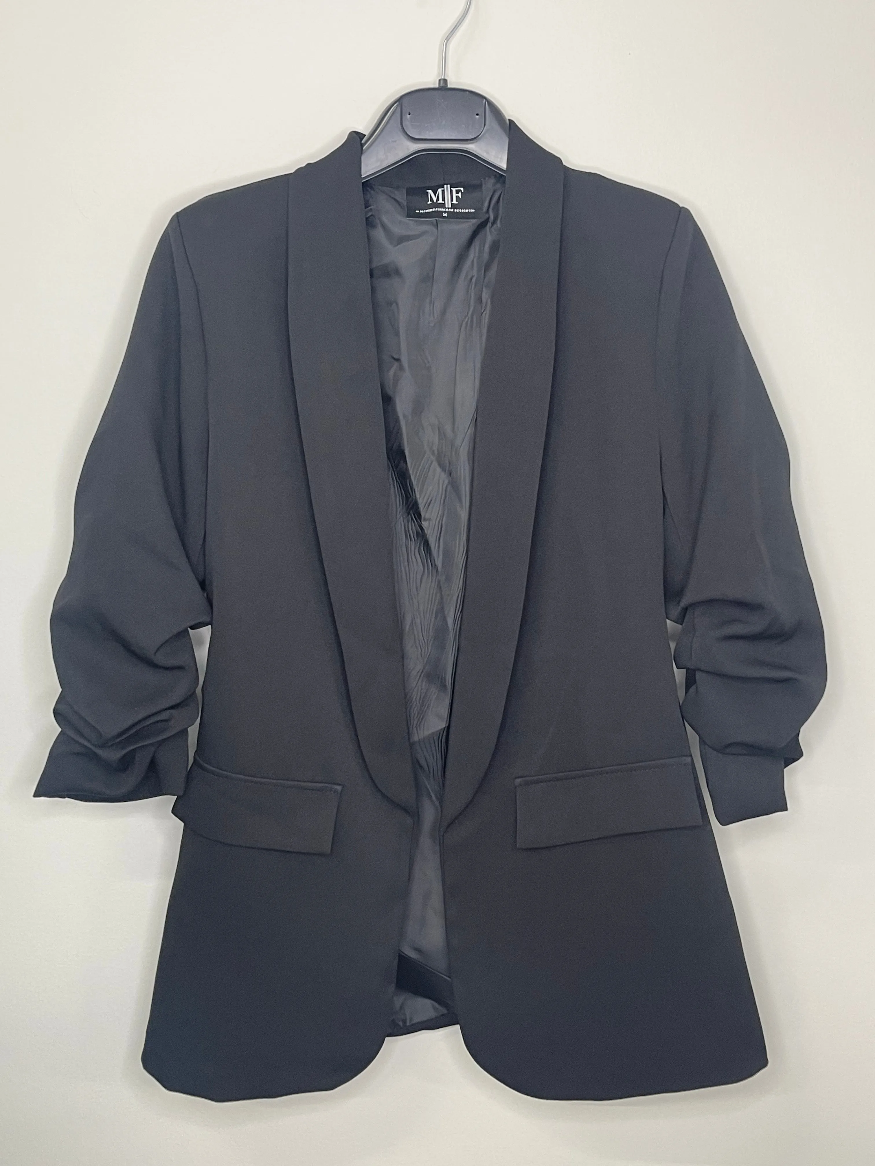 Blazer, Ruched Black, Iridescent Wings