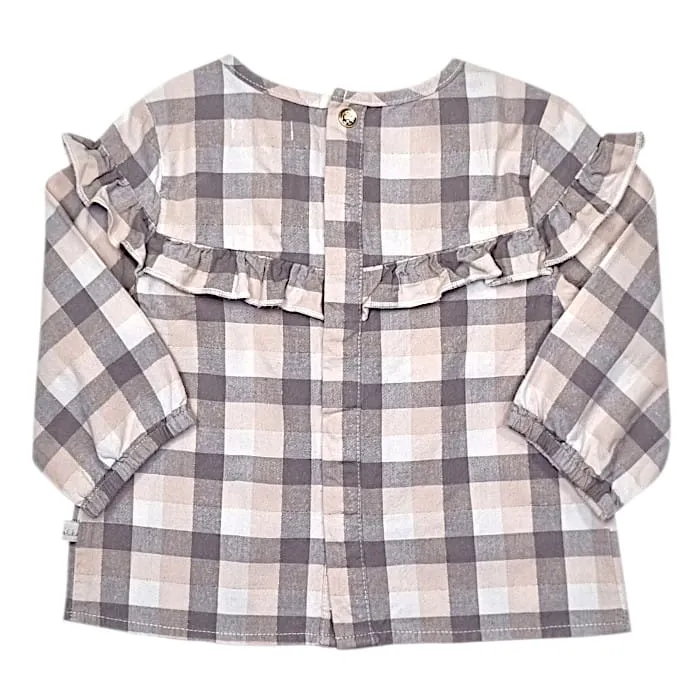 Blouse gris à carreaux